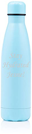 Personalised Matt 500ml Thermo Bottles - Engraved with Your Custom Text (Matt Sky Blue)