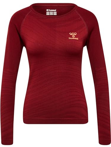 hummel Damen Hmlongrid Seamless L/S Wo Yoga Shirt, Rhubarb/Nasturtium, XS EU