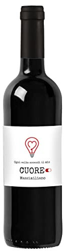 Idea regalo Vino Rosso Toscana IGT, bottiglia personalizzata con etichetta esclusiva e originale per San Valentino, bomboniere, anniversario di fidanzamento e di matrimonio (0,75L, Accedi il cuore)