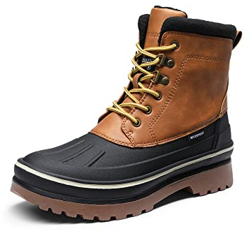 Bruno Marc Stivali Da Neve Uomo, Impermeabili E Isolanti Con Fodera In Pelliccia Calda Per Inverno E Esterno,Size 43.5,Marrone/Giallo,SBSB229M