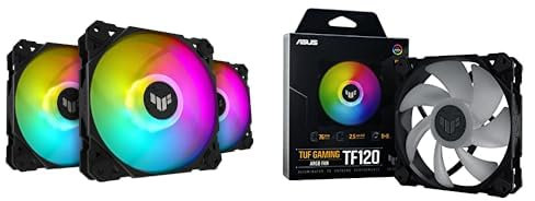 ASUS TUF Gaming TF120 120mm ARGB – Pack de 3 Ventilateurs de châssis & TUF Gaming TF120 120mm ARGB – Ventilateur de châssis (Roulement avancé à Dynamique des fluides, Contrôle PWM
