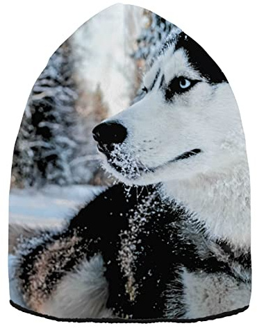 YOUJUNER Beanie-Mütze Husky-Hundedekor Winter Mütze für Herren und Damen, Warme Beanie Knit Cuffed Weiche Cuffed Hat Unisex-Mütze Watch Thermo Strickmütze Laufmützen Sportmütze