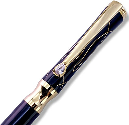 LACHIEVA LUX Luxus-Kugelschreiber für Damen mit Kristall und deutscher Qualitätsmine – Schwarz