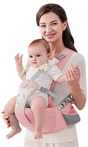 SONARIN Simple Porte-bébé Siège de Hanche, Multifonctionnel Respirant Avant Echarpe de Portage Ventral Ergonomique pour Nouveau-né 0-36 Mois (Rose)