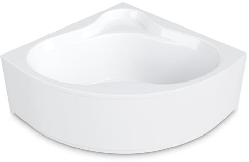 AQUADE Acryl Eckbadewanne 150x150 Modell: Essen Hergеstellt in Dеutschland - Weiß Badewanne Komplettset 150x150 - Badewannen mit Wannenfüßen + Schürze + Ab-Überlauf mit Zulauf