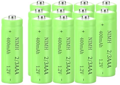 1,2 V 2/3 AAA 400 mAh NiMH wiederaufladbare Batterien mit Knopfverschluss für DIY LED-Solarleuchte, 12 Packungen