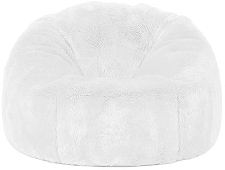 SXBCyan Bean Bag Chairs For Adults Kids(no Filler),2.3-5ft Fluffy Fur Pouf Sofa Cover Bean Bag Chair Couch Beanbag Ottoman Relax Lounge Futon Puff (Color : White, Size : 3.3ft-D100cm-cover)