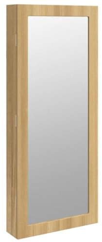 vidaXL Spiegel Schmuckschrank Wandmontage, Wandschrank mit LED Beleuchtung, Spiegelschrank mit Haken Bügeln Ablagen 2 Schubladen, Hängeschrank Kosmetikspiegel