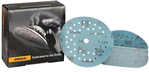 Mirka Galaxy Epoxid Schleifpapier 125mm Klett Korn 240 zum Schleifen von Epoxidharz, Holz, Epoxy, Rivertable / 50 Stk Schleifscheiben
