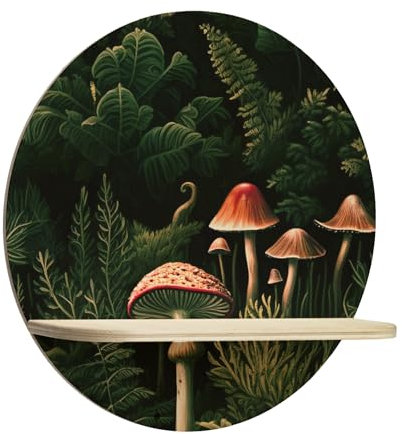 Healancy Biomedical Wandregal Holz - dekoratives Hängeregal - Schweberegal für Wohnzimmer - Regalbrett Kinderzimmer Schlafzimmer - Rundes Regal für Wände - 34 x 34