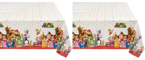amscan (PKT) Super Mario Plastic Tablecover 1.37m x 2.43m (Pack of 2)