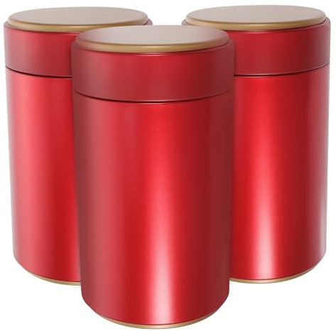 ABOOFAN 3st Kaffeekanister Teedose Für Teebeutel ? Beh?lter Kaffeepads Dose Rot Loseblatt-teedose Zuckerbehälter Aus Edelstahl Teedosen Für Losen Tee Keksdosen Runde Dose Reisen Perlmutt