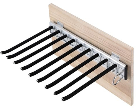 SUPAWAY Hosenauszug Edelstahl Hosenaufhängung Ausziehbar Hosenständer für Kleiderschrank Hosenbügel mit rutschfeste Beflockung Herausziehen Hosenhalter 9 Positionen Rechts Platzsparend Aufbewahrung