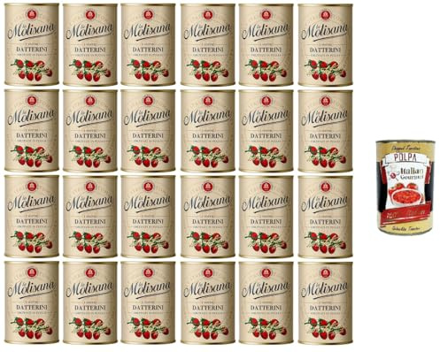 Italian Gourmet MOLISANA Italian Gourmet Pomodori Datterini Puglia süße | Dolci e succosi, aus Apulien geerntet, geeignet für schnelle Saucen, Pizza, Gesamtnettogewicht 9,6 kg + Kostenlos Polpa 400g
