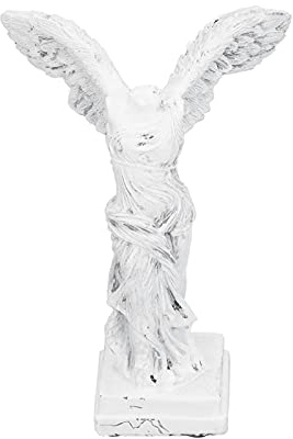 Jerliflyer Geflügelter Sieg von Samothrace,Römische Griechische Göttin Statue,Victoria Antike Ruinen Skulptur aus Kunstharz,Tischdekoration Ornament für Wohnzimmer(S-Weiß)