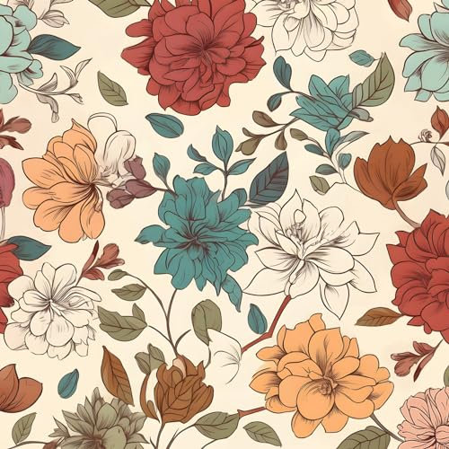VOLEAAR Yellow Floral Contact Paper Boho Peel and Stick Wallpaper for Tabletop Cabinet Kitchen Living Room Walls Removable Waterproof 44.5CM x 300CM