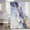 Hnmdmyi Rideau de Douche Marbre 240x180, Bleu et Or Scintillant, Abstrait Moderne Luxe Art, Imperméable Tissu Polyester Lavable pour Baignoire avec Crochets
