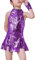 LOLANTA Costume da Ballo per Ragazze con Paillettes Costume da Ballo Hip-Hop Abbigliamento da Ballo per Bambini, Viola, 8-9 Anni, 140