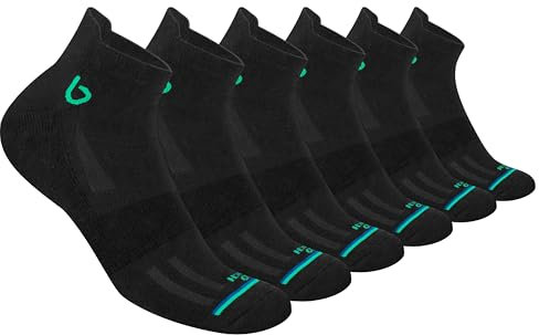 BAMBOS Chaussettes Bambou Ultra Douces Homme Femme Sport Running Courtes Basses, Lot de 6 Paires (Size EU 43-46, Noir)