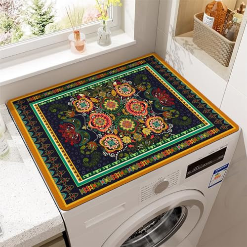 Tapete Para Lavadora Absorbente Antideslizante Mandala Bohemio Estilo Vintage Para Lavadora Secadora Cubierta Superior Superabsorbente Para Lavadora Microondas Refrigerador (Styles 7,60 x50 cm)