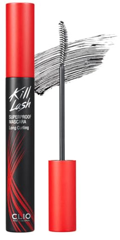CLIO Kill Lash Superproof Mascara, Waterproof Fiber Lengthening for Straight Lashes, Smudge & Flake-Proof, Clump-Free Lash Extension for Lifted Curl, Safe for Sensitive Eyes (001 Long Curling)