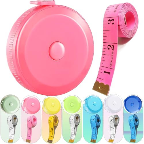 2 Pcs Fabric Tape Measure Set - Retractable and Soft (150cm/60in) for Sewing, Body, Tailors, Clothes, Waist, Bra Measurements (Pink)