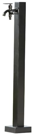 Schwarz Wassersäule Garten Wasserzapfsäule Edelstahl Frostsicherer Außenwasserhahn Wasserzapfstelle Auslaufhahn Wasserentnahmestelle(Color:Square colum wit dual faucet,Size:95cm)