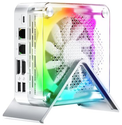 Thdeukoty Mini Pc, Ryzen 7 8845HS Mini Computers(8C/16T, jusqu'à 5.1Ghz), 32G DDR5 RAM&1TB Pcie 4.0 M.2 NVME SSD, WIFI6E&BT5.3, Dual LAN, Type-c, USB 4, DP, HDMI, 8K, Three Display, Wake on LAN