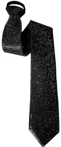BOMJJOR Rhinestone Necktie for Men Shine Sparkle Artificial Diamonds Tie Women Adjustable Neck Tie