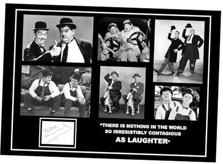 A3-Poster, Oliver Hardy & Stan Laurel, signiert, Vintage-Foto, 30 x 42 cm