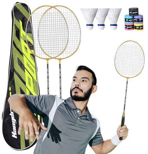 Komplettes Badminton-Set – Freizeit-Badminton-Set, Badminton-Spiel-Set | Erwachsenen-Badmintonschläger-Set für Erwachsene, leichte Badminton-Ausrüstung mit schweißabsorbierendem Griff für Profis