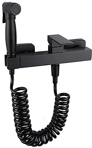 Cloth Diaper Sprayer Kit Brass Hot and Cold Water Handheld Bidet Sprayer Toilet Kit Black Single Handle Toilet Sprayer Wall Mounted Bathroom Washroom Set with Shower Hose