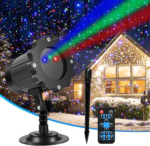 Projecteur de Noël extérieur, projecteur de lumière d'étoile LED étanche 3 Couleurs avec télécommande, projecteur de Paysage, lumières de scène décoratives pour fête, Jardin, terrasse, Festival(2PCS)