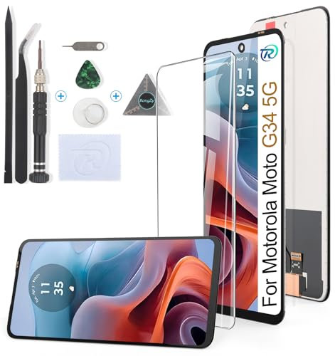 RongZy Pantalla para Motorola Moto G34 5G Táctil LCD de Repuesto Ensamblaje Digitalizador Reemplazo para Motorola Moto G34 5G XT2363-2 con Herramientas de Reparación(Negro)