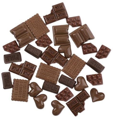 Calkkrer 60 Stück Künstliche Schokoladen, Simulation Schokolade, Resin Schokoladen Cabochons, Süßigkeiten Deko, Künstliche Süßigkeiten, Schokoladen Modell