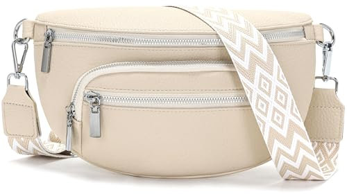Sasrymnl sac banane femme Beige sac bandoulière femme cuir vegan sacoche banane bandouliere tendance Bandoulière amovible et réglable