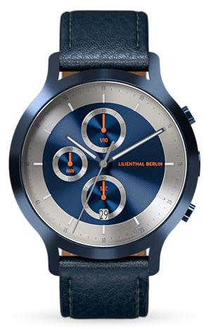 Lilienthal Berlin Chronograph LP Black Cyan in schwarz – Herrenuhr aus 316L Chirurgenstahl mit einem Quarzuhrwerk & saphirgehärtetem Mineralglas – 42,5 mm
