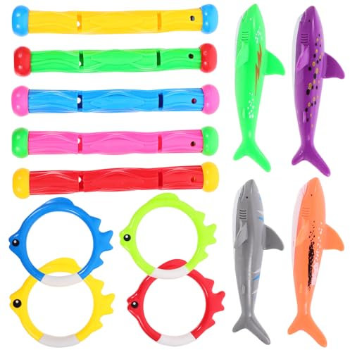 SUPVOX Kit De Juguetes De Natación Palos De Buceo Anillos De y Tiburones 13pcs para Piscina y Adolescentes