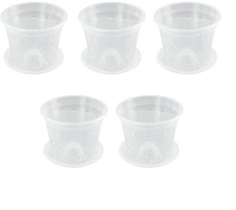 Transparenter Orchideentopf, transparenter Netz-Blumentopf mit Drainage und Tabletts für Sukkulenten, Orchideen, Stiefmütterchen, Kakteen, 17,2 x 14 cm, 5 Stück