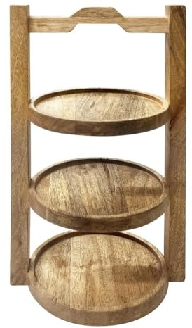 Olympia 3-Tier Mango Wood Stand for 150mm Plates, HY750 | Organises paper bills, receipts, and orders in busy bars, restaurants, or cafes to keep commercial workspaces tidy.