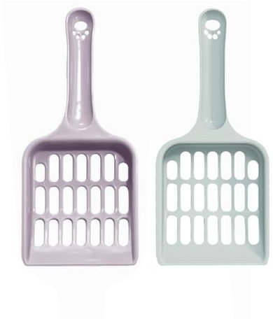 ZALAOR 2 Pcs Cat Litter Tray Scoop: Durable Plastic Pooper Scoopers for Cats – Handy Litter Sifter Scoops Suitable for Cat Owners - Pet Waste Cleaning Tool Set for Litter Trays (Blue, Purple)