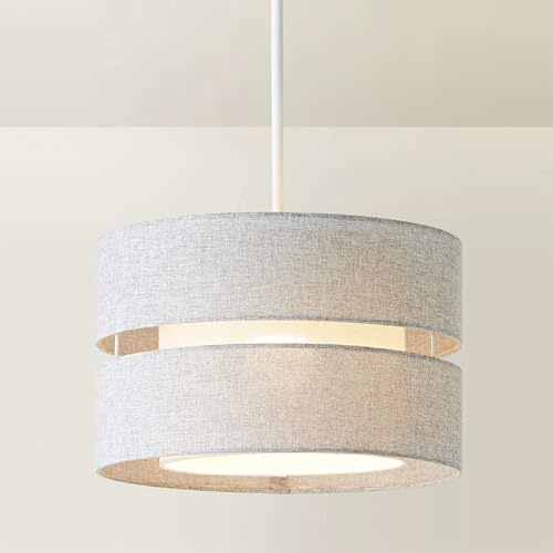 ValueLights | Sophia 2 Tier Grey Linen Drum Ceiling Lamp Shade | Ceiling Lights, Home Décor & Improvement Essential