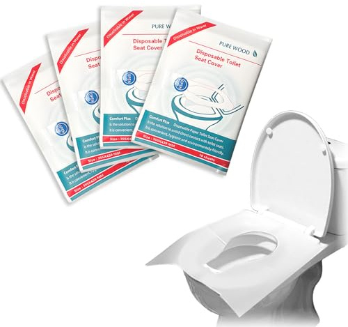 40 Stück Toilettenauflage Einweg, Toilet Seat Cover, WC Papiersitze, Toilettenauflage für Unterwegs Öffentliche Toiletten - Umweltfreundlich Wasserlöslich (430 * 355mm)