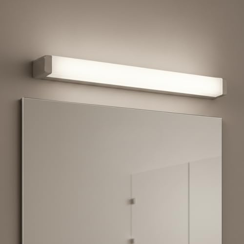 MAKA Luce Specchio Bagno LED 12W 960 Lumen, Lampada Specchio Bagno con Interruttore 3 Colori (Calda/Naturale/Fredda), Applique Moderna in Alluminio 60 cm, Installazione a Parete per Make-Up e Rasatura