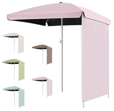 Sombrilla de playa portátil rosa de 200 cm con cortina lateral, sombrilla de jardín para patio, piscina, mercado y mesa, protección UV y fácil instalación