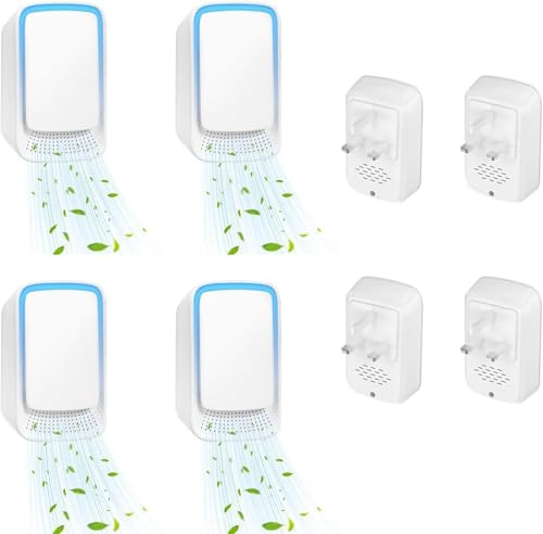 FYY Air Purifier for Bedroom - 4 Pack Plug-in Mini Portable Negative Ion Air Purifier, Portable Quiet Ioniser for Smokers, Reducing Odours from Pets Room,Toilet,Kitchen,Office,Bedroom-White