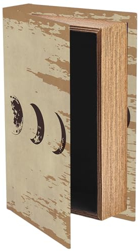 PRESSINART Dekorative Buch Aufbewahrungsboxen Vintage Beige Mondphasen Muster 2 Stück Faux Book Storage Organizer 9,1 x 5,9 x 2 Zoll Für Schmuck Kleinigkeiten Hochzeits Erinnerungen Hobby Souvenirs
