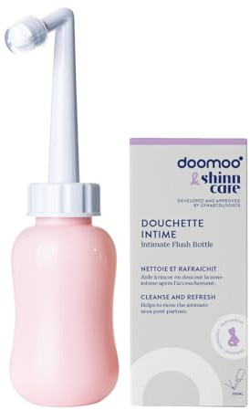 doomoo x Shinncare Intimdusche 300ml - Beruhigende & Hygienische Reinigung, Po Dusche nach Geburt, Einziebare Spitze, inkl. Beutel , Wochenbett Zubehör