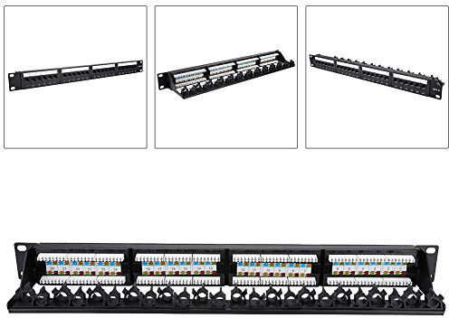 ACOGEDO Panneau de Brassage de Données Montable à 24 Ports plaqué Or, Support de Câbles CAT6 Cat-6 Haute Vitesse, Fer Fin pour être de qualité, Panneau de Brassage de Données, Support de Câbles