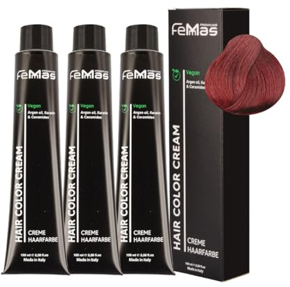 FemMas Haarfarbe 3x Mittelblond Mahagoni 7.5 I Creme Haarfarbe mit Arganöl, Keratin & Ceramiden I dauerthafte Haarfärbung oder Tönung für strahlende Farbergebnisse I 100 ml
